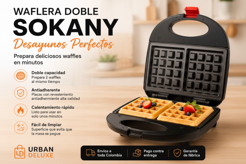 Waflera Doble Sokany Antiadherente | Desayunos Perfectos