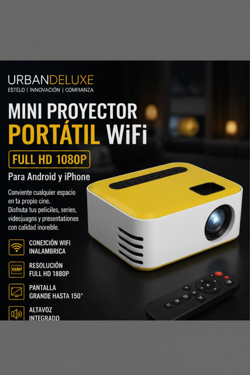 Mini Proyector Portátil WiFi Full HD 1080P Para Android y iPhone