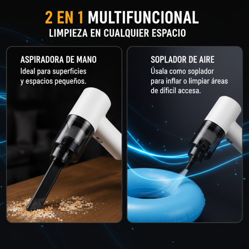 Aspiradora Portátil Inalámbrica Recargable 2 en 1 Multifuncional