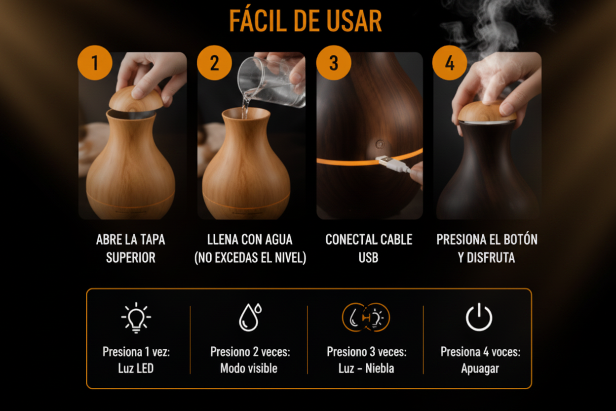 Humidificador Jarra USB con Luz LED RGB para Hogar y Oficina