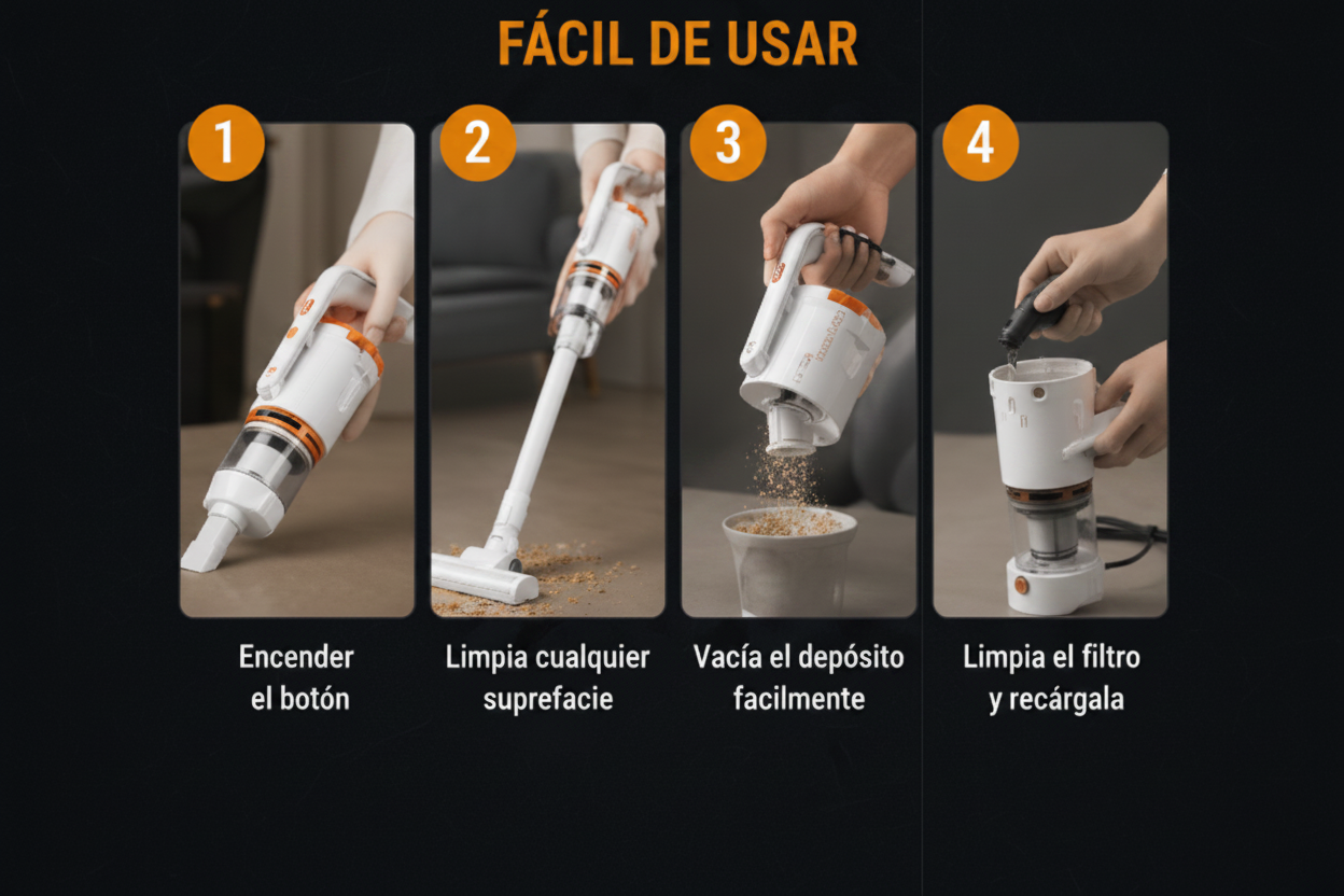 Aspiradora Vertical Inalámbrica 2 en 1 | Recargable para Hogar, Auto y Oficina