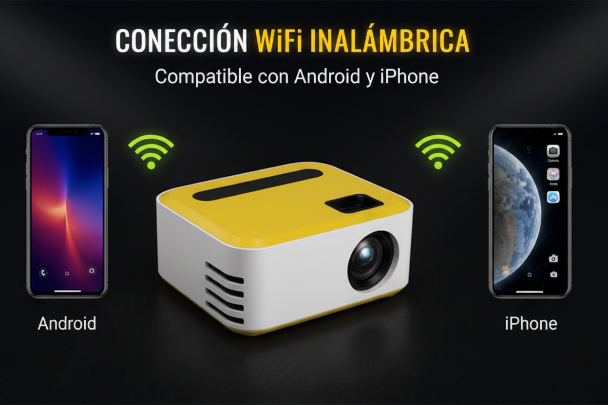 Mini Proyector Portátil WiFi Full HD 1080P Para Android y iPhone