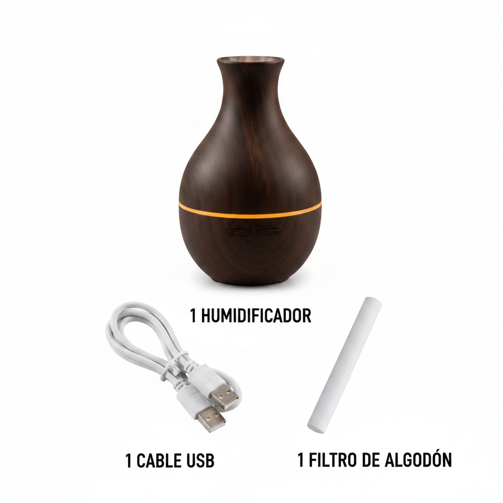 Humidificador Jarra USB con Luz LED RGB para Hogar y Oficina