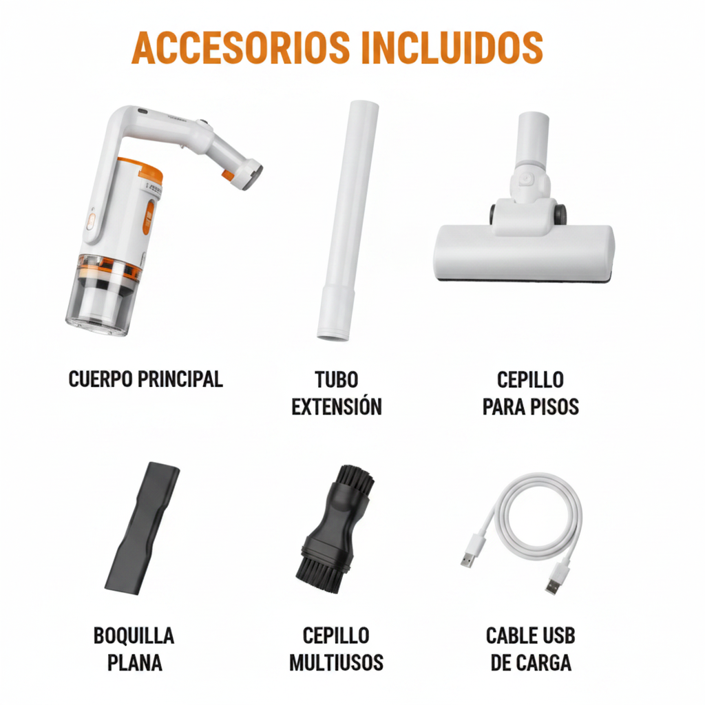 Aspiradora Vertical Inalámbrica 2 en 1 | Recargable para Hogar, Auto y Oficina