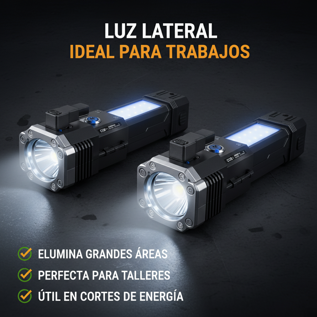 Linterna LED Táctica Recargable USB Multifuncional de Alta Potencia