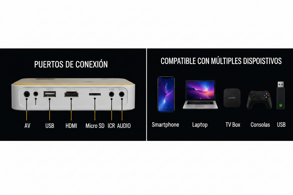 Mini Proyector Portátil WiFi Full HD 1080P Para Android y iPhone