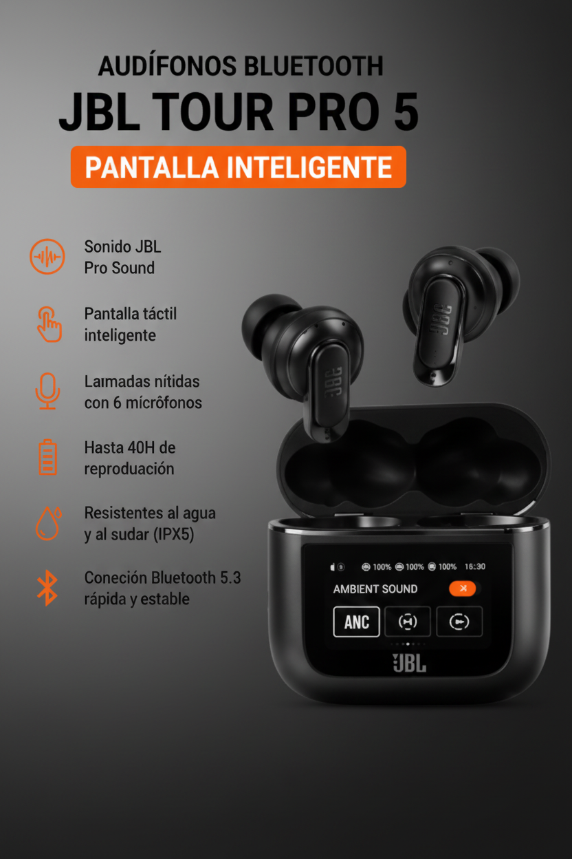 Audífonos BLUETOOTH JBL TOUR PRO 5 Con Pantalla Inteligente