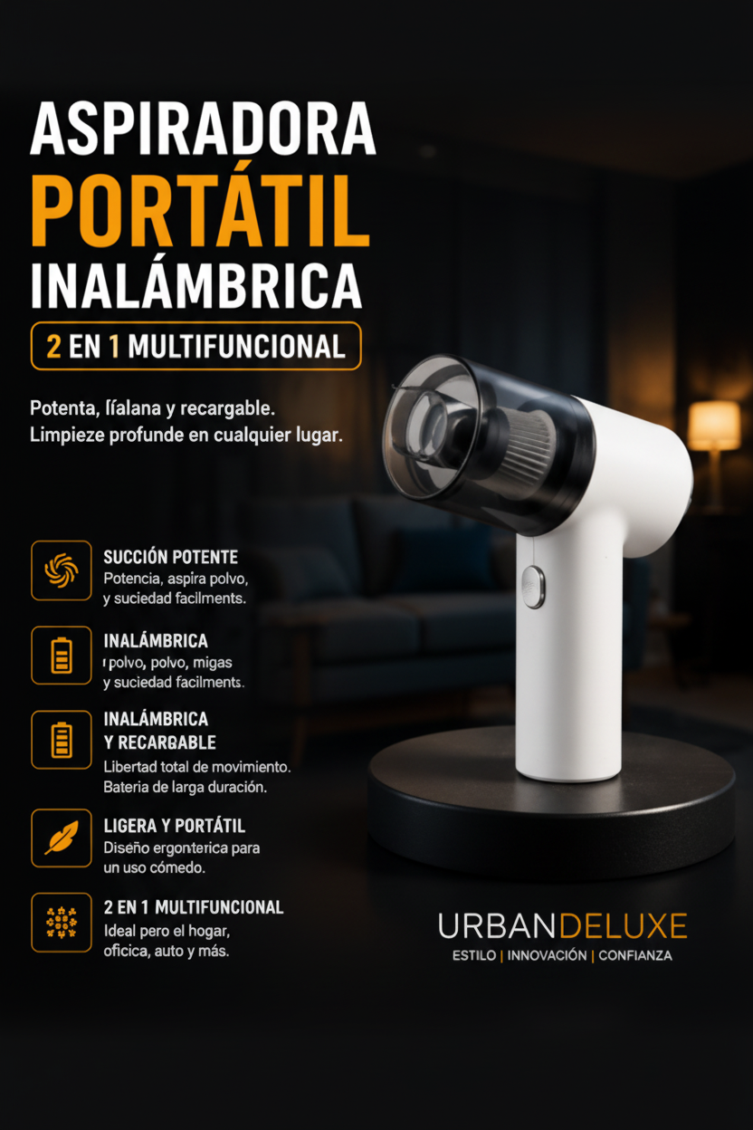 Aspiradora Portátil Inalámbrica Recargable 2 en 1 Multifuncional