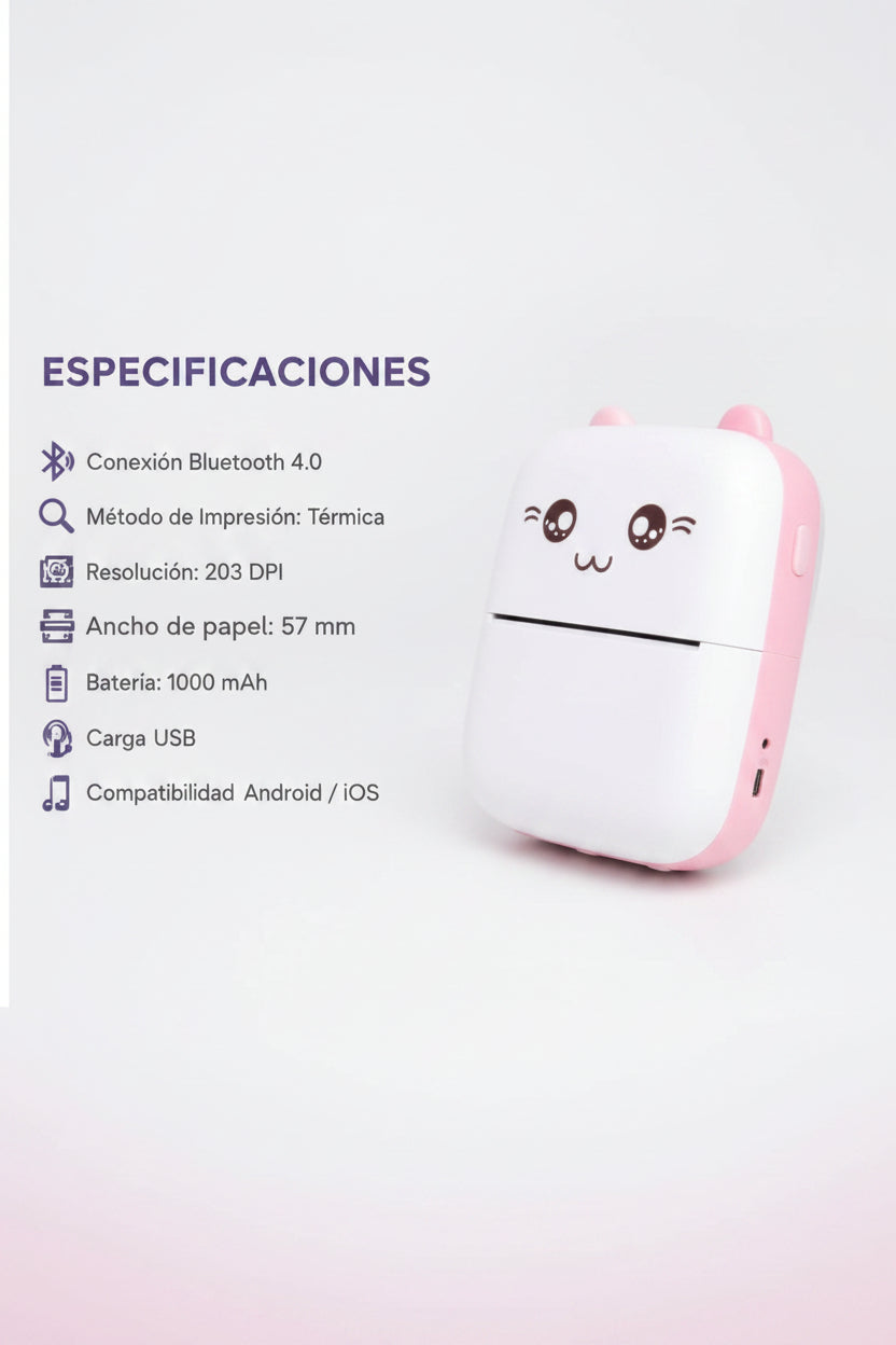 Mini Impresora Térmica Bluetooth Portátil | Sin Tinta